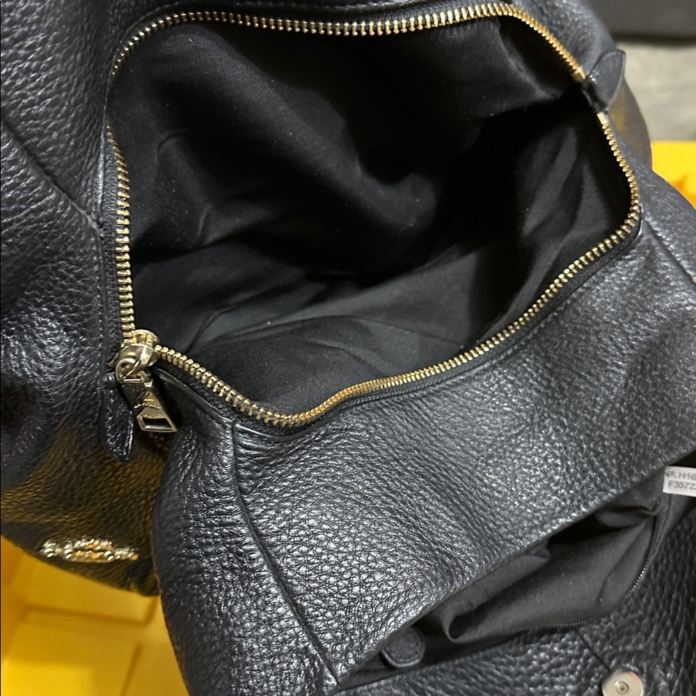 COACH F35723 Tote Bag Shoulder Luxury Black Pebbled Leather Phoebe Excellent - Picture 7 of 13